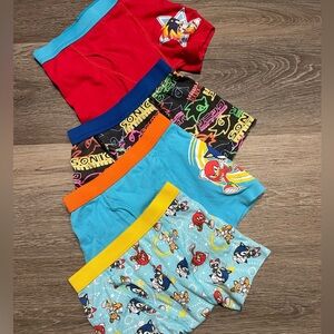 Bundle Lot of 4 Boys Size 6/7 Sonic Underwear Briefs